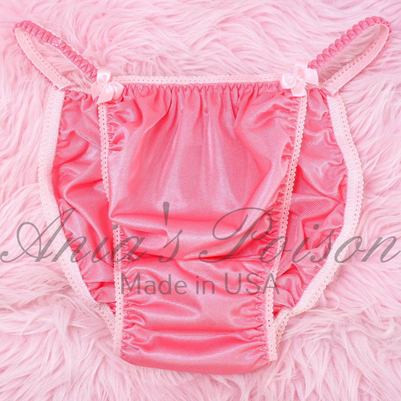 Antron Nylon Ania's Poison MANties Rare Vintage Style baby Pink string bikini soft Sissy panties for men M-XL
