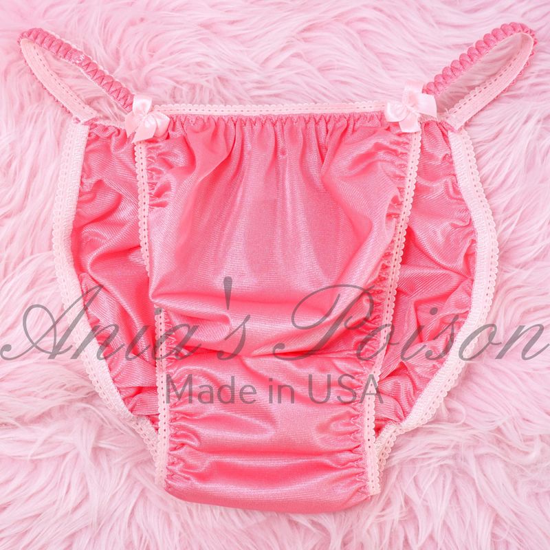 Antron Nylon Ania's Poison MANties Rare Vintage Style baby Pink string bikini soft Sissy panties for men M-XL