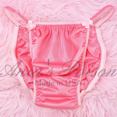 Antron Nylon Ania's Poison MANties Rare Vintage Style baby Pink string bikini soft Sissy panties for men M-XL