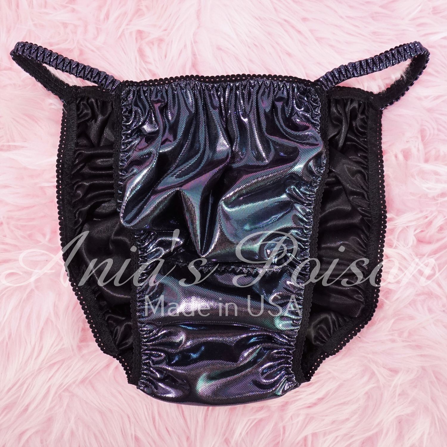 MENS Anias Poison cut Wetlook PEWTER FOIL shiny metallic Limited Edition String Bikini Panties M-XL - LAST CHANCE!