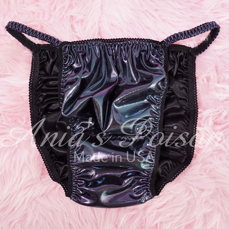 MENS Anias Poison cut Wetlook PEWTER FOIL shiny metallic Limited Edition String Bikini Panties M-XL - LAST CHANCE!