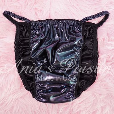 MENS Anias Poison cut Wetlook PEWTER FOIL shiny metallic Limited Edition String Bikini Panties M-XL - LAST CHANCE!