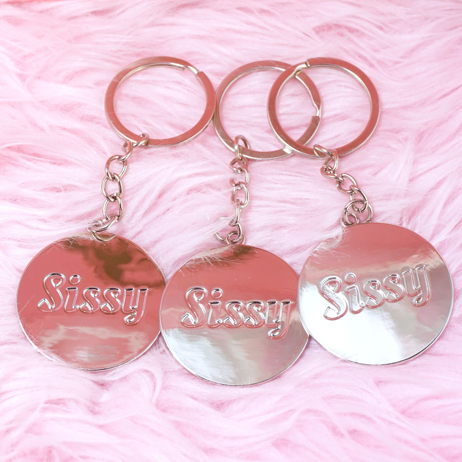 Silver tone SISSY metal keychain accessory Gift Silver tone SISSY metal keychain accessory Gift