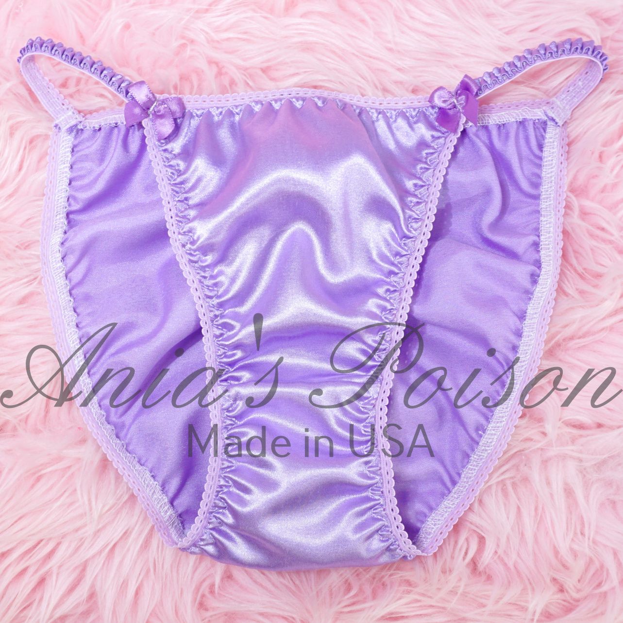 Lace Duchess Classic 80's cut Panties Beautiful pastel Lilac purple silky satin panties - String bikini 5 - 9