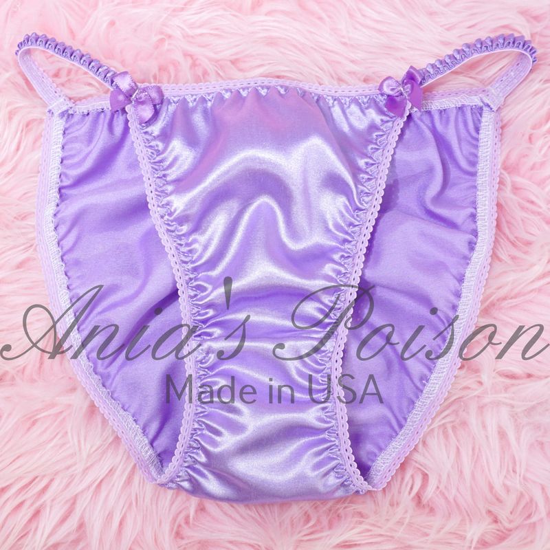 Lace Duchess Classic 80's cut Panties Beautiful pastel Lilac purple silky satin panties - String bikini 5 - 9