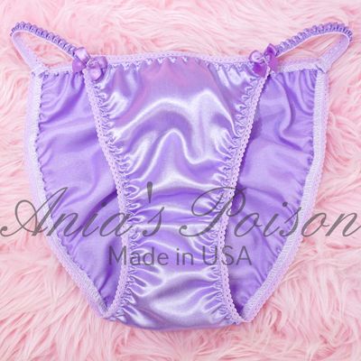 Lace Duchess Classic 80's cut Panties Beautiful pastel Lilac purple silky satin panties - String bikini 5 - 9