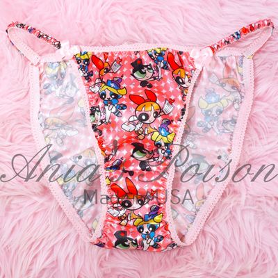 Lace Duchess Classic 80's cut Panties Beautiful Power Puff Girls Charcter silky satin panties - String bikini 5 - 9
