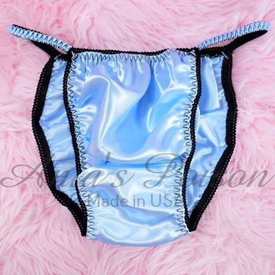 Ania's Poison MANties S - XXL shiny Rare 100% polyester string bikini sissy mens underwear panties - Baby Blue