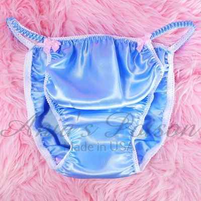 Ania's Poison MANties S - XXL shiny Rare 100% polyester string bikini sissy mens underwear panties - Baby Blue