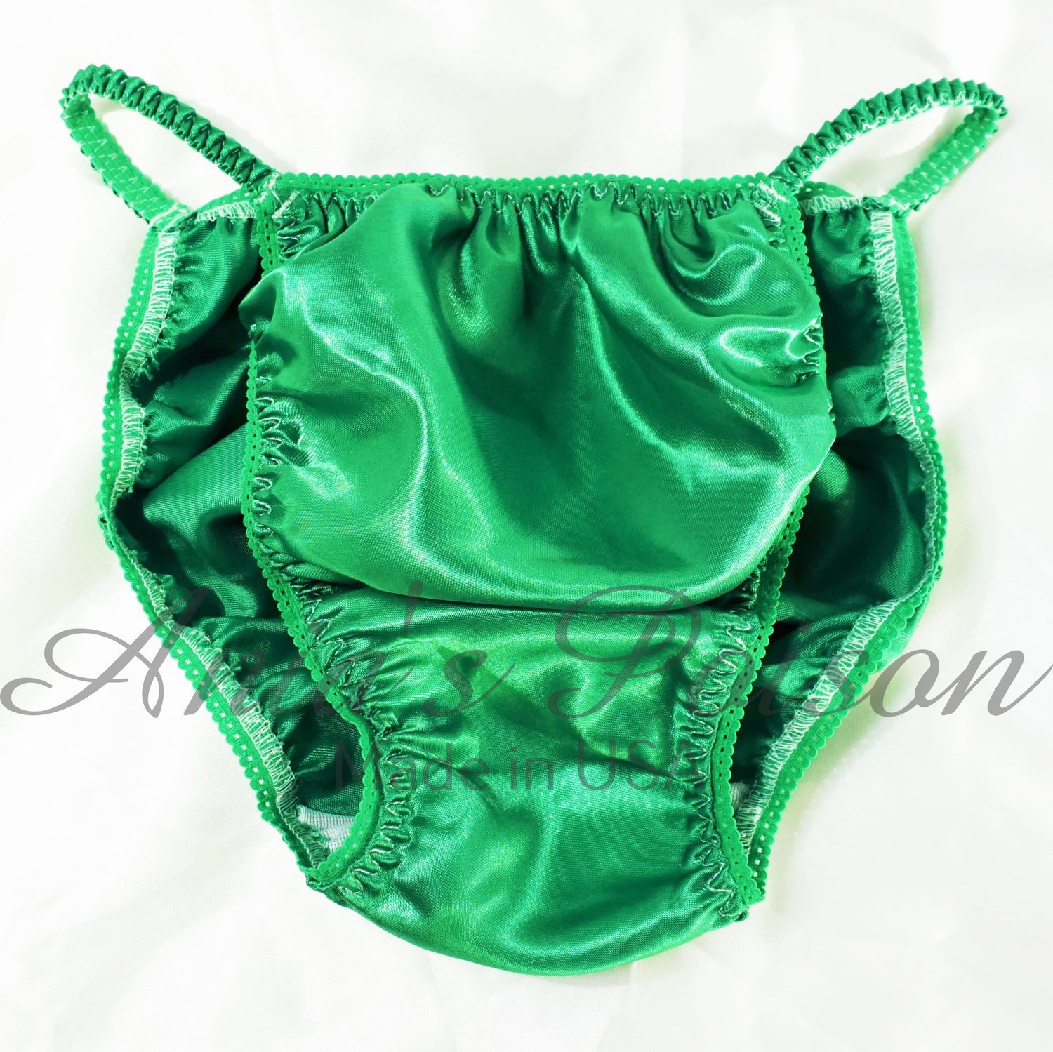Ania's Poison MANties S - XXL shiny Rare 100% polyester string bikini sissy mens underwear panties - Green