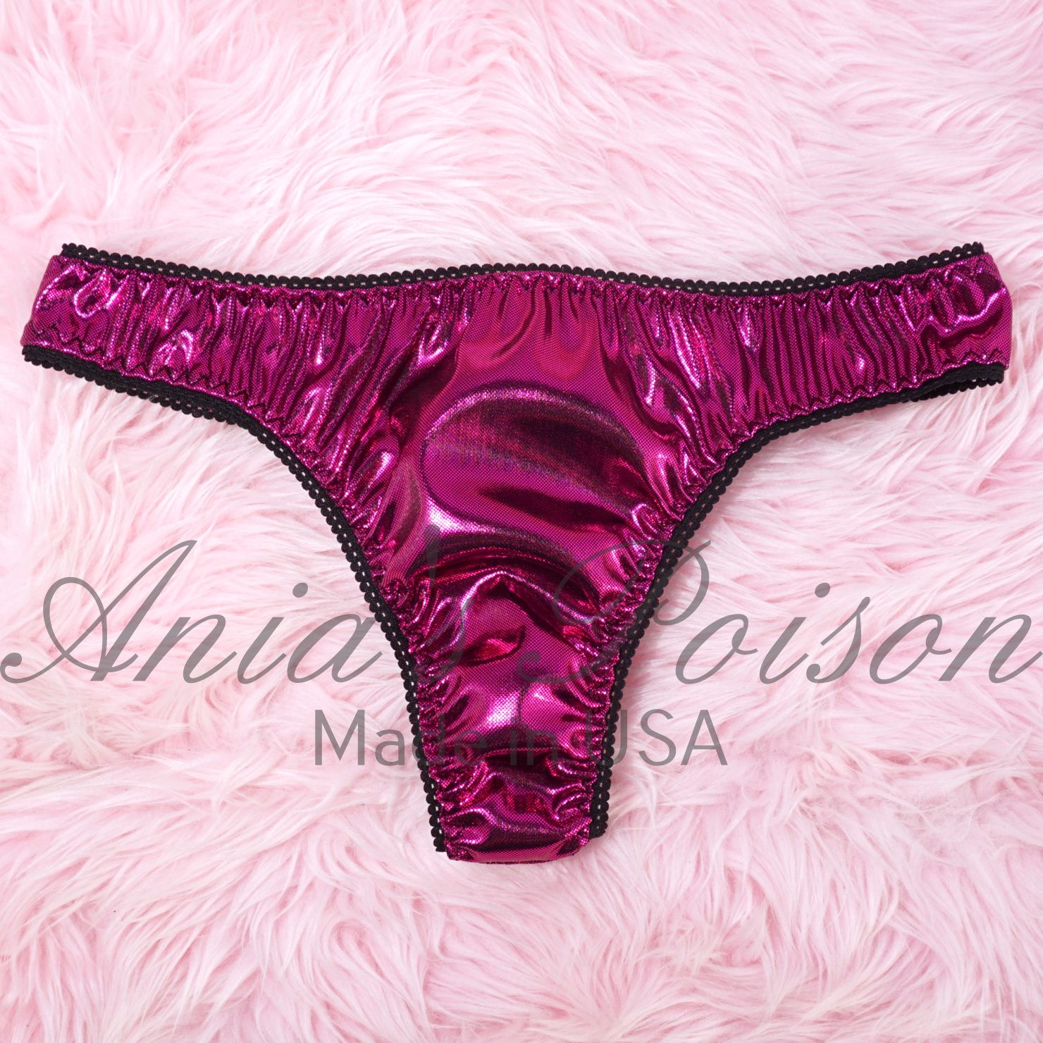 Shiny Foil slick wetlook double lined Ladies THONG panties S - 2XL