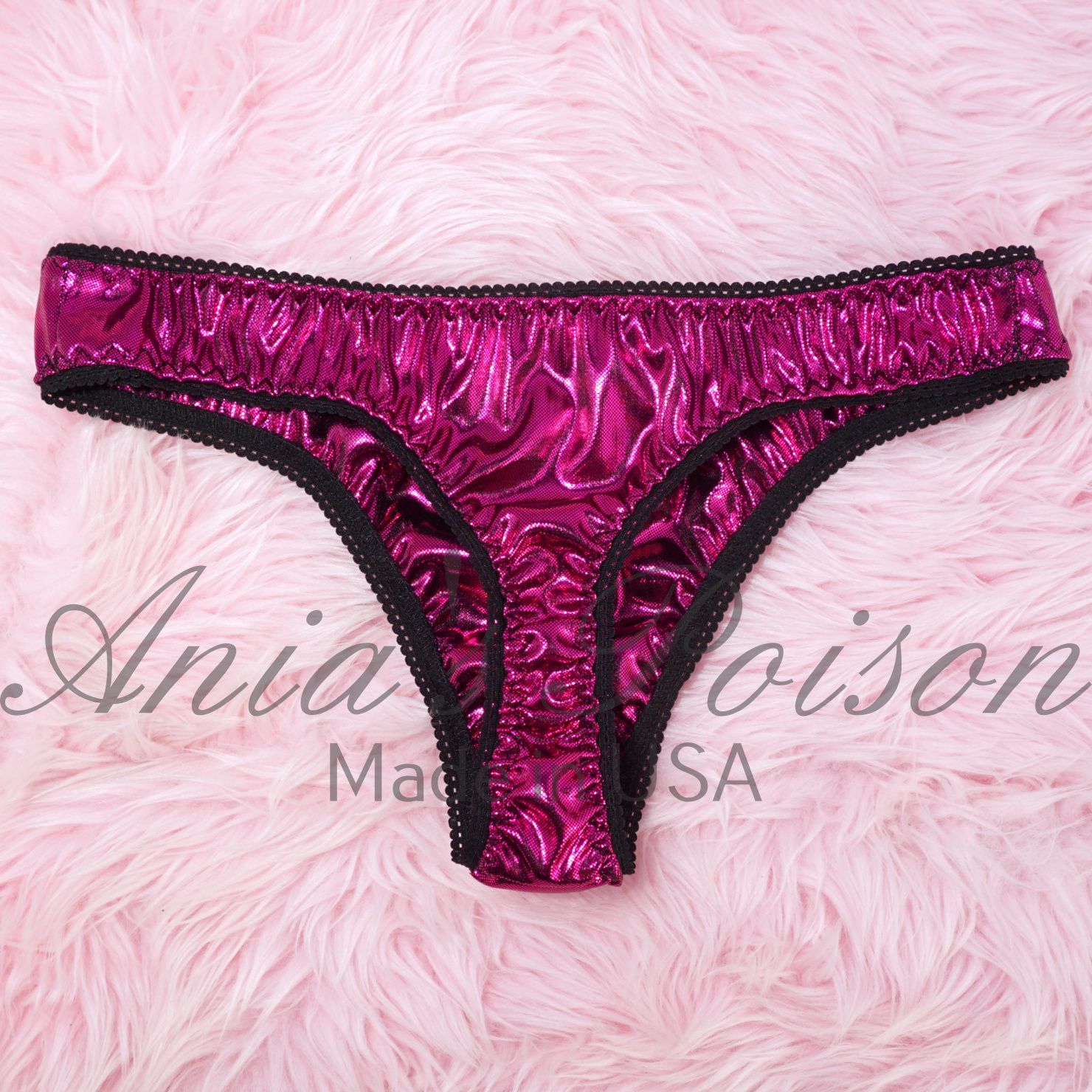 Shiny Foil slick wetlook double lined Ladies THONG panties S - 2XL