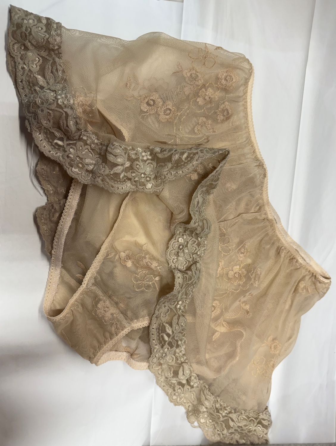 Limited Edition Custom Made All lace 50s style Brief Cream beige Skirted slip sissy panties 5/6 and 7/8 - Classic Vintage Cut!