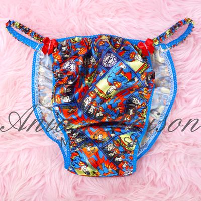 Satin Mens SUPER MAN 100% polyester string bikini mens underwear panties S - XXL