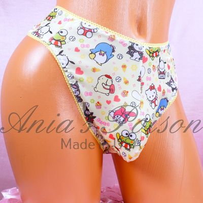 Stretchy Super Comfy Yellow kawaii pouch panties  Perfect everyday spandex THONG! (high cut version)