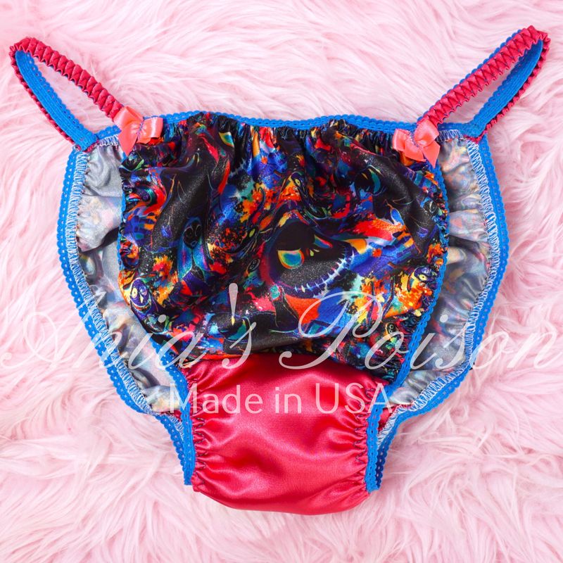 Satin Panties for Men Halloween HOt Pink Jack Nightmare 100% polyester SATIN string bikini panties Ania's poison Cut S- XL