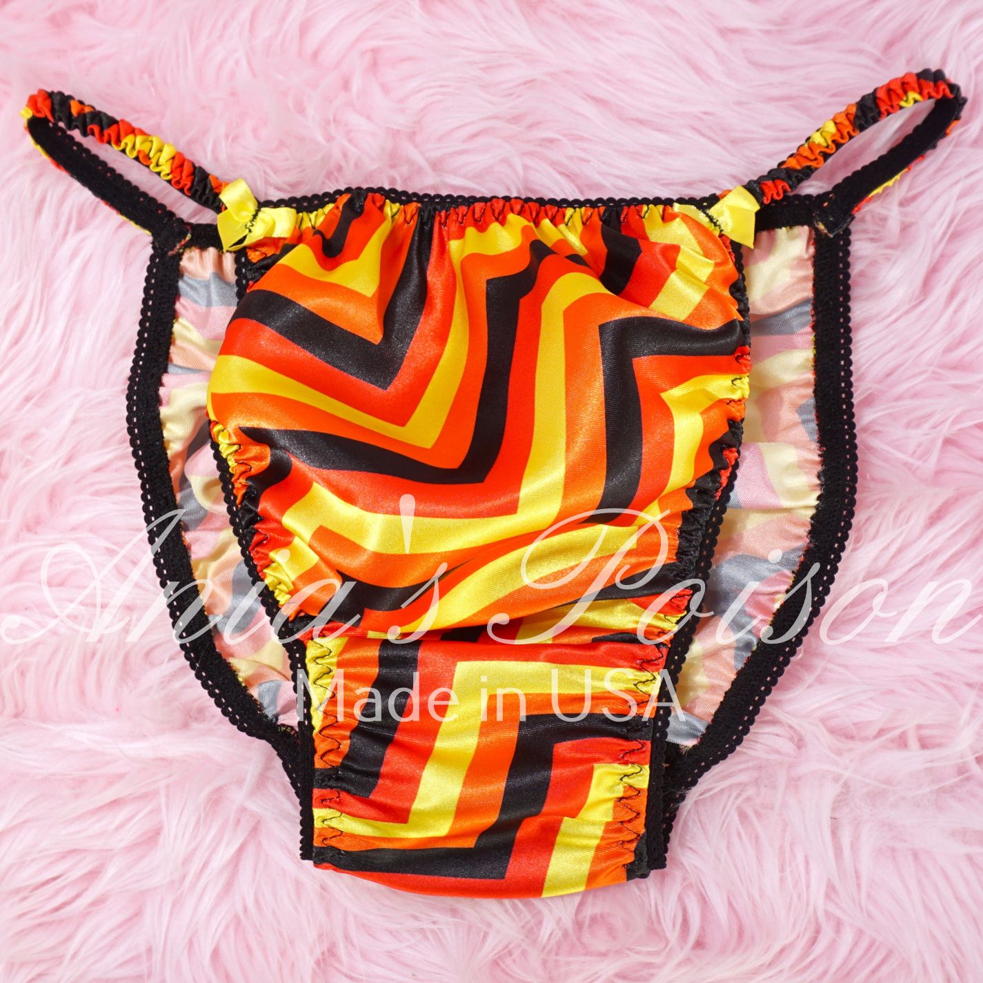 Satin Panties for Men Halloween Chevron stripes 100% polyester SATIN string bikini panties Ania's poison Cut S- XL
