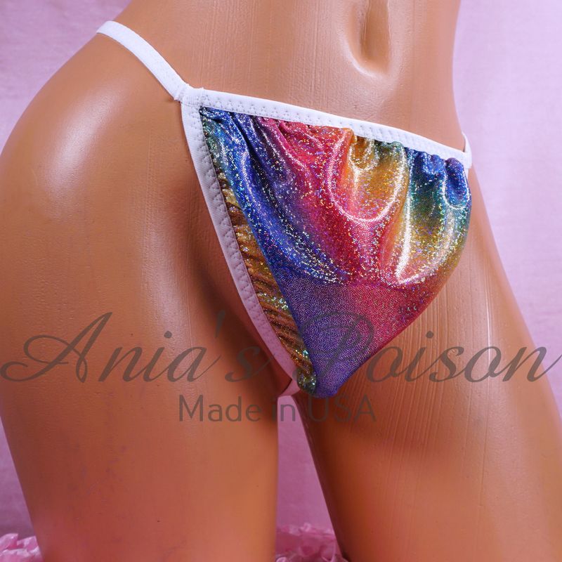 Little Pouch Foil Rainbow thong Shiny Shimmer men's g string pouch Great Gift