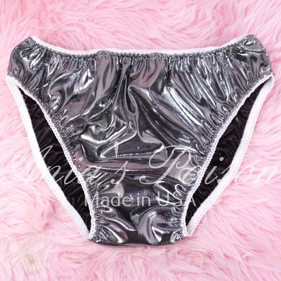 Anias Poison Full bikini cut SILVER Metallic Foil lined SISSY panties for men MANTIES sz S - XXL Anias Poison Full bikini cut SILVER Metallic Foil lined SISSY panties for men MANTIES sz S - XXL