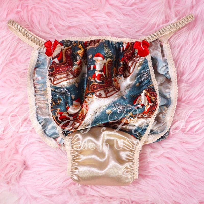 Impress Santa satin panties for Men Santa's Sleigh satin crotch 100% polyester SATIN string bikini panties Ania's poison Cut S- XXL Impress Santa satin panties for Men Santa's Sleigh satin crotch 100% polyester SATIN string bikini panties Ania's poison Cut S- XXL