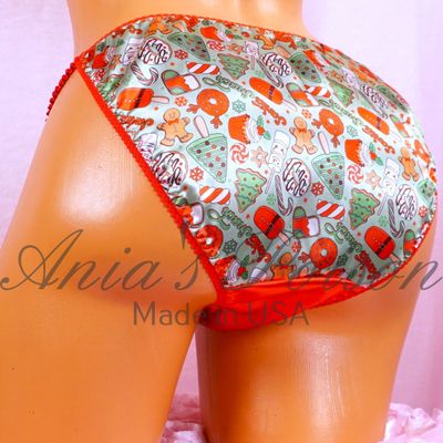 Christmas Lace Duchess sissy panties Desert treats satin crotch Classic 80's cut satin wet look WOMEN'S panties sz 5-9 Christmas Lace Duchess sissy panties Desert treats satin crotch Classic 80's cut satin wet look WOMEN'S panties sz 5-9