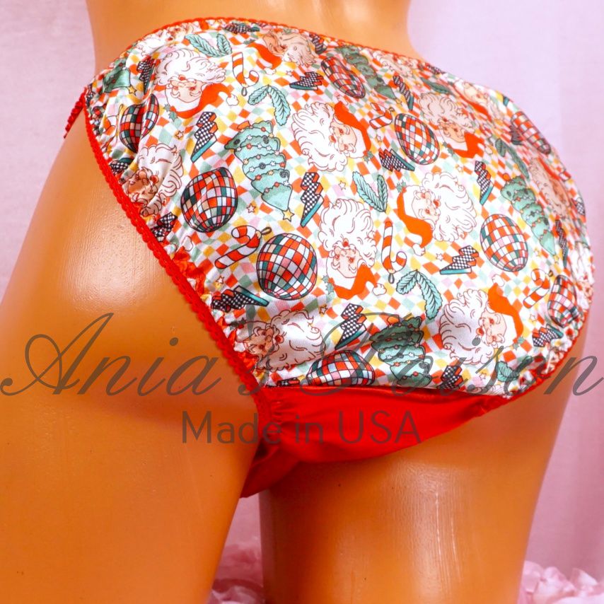 Christmas Ania's Poison sissy MENS SATIN panties Retro Disco Sants 70s vintage print holiday panties sz S-XXL satin crotch Christmas Ania's Poison sissy MENS SATIN panties Retro Disco Sants 70s vintage print holiday panties sz S-XXL satin crotch