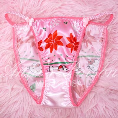 Christmas Lace Duchess sissy panties Kitty Cat Pint snowflake print, satin crotch Classic 80's cut satin wet look WOMEN'S panties sz 6 7 8 Christmas Lace Duchess sissy panties Kitty Cat Pint snowflake print, satin crotch Classic 80's cut satin wet look WOMEN'S panties sz 6 7 8