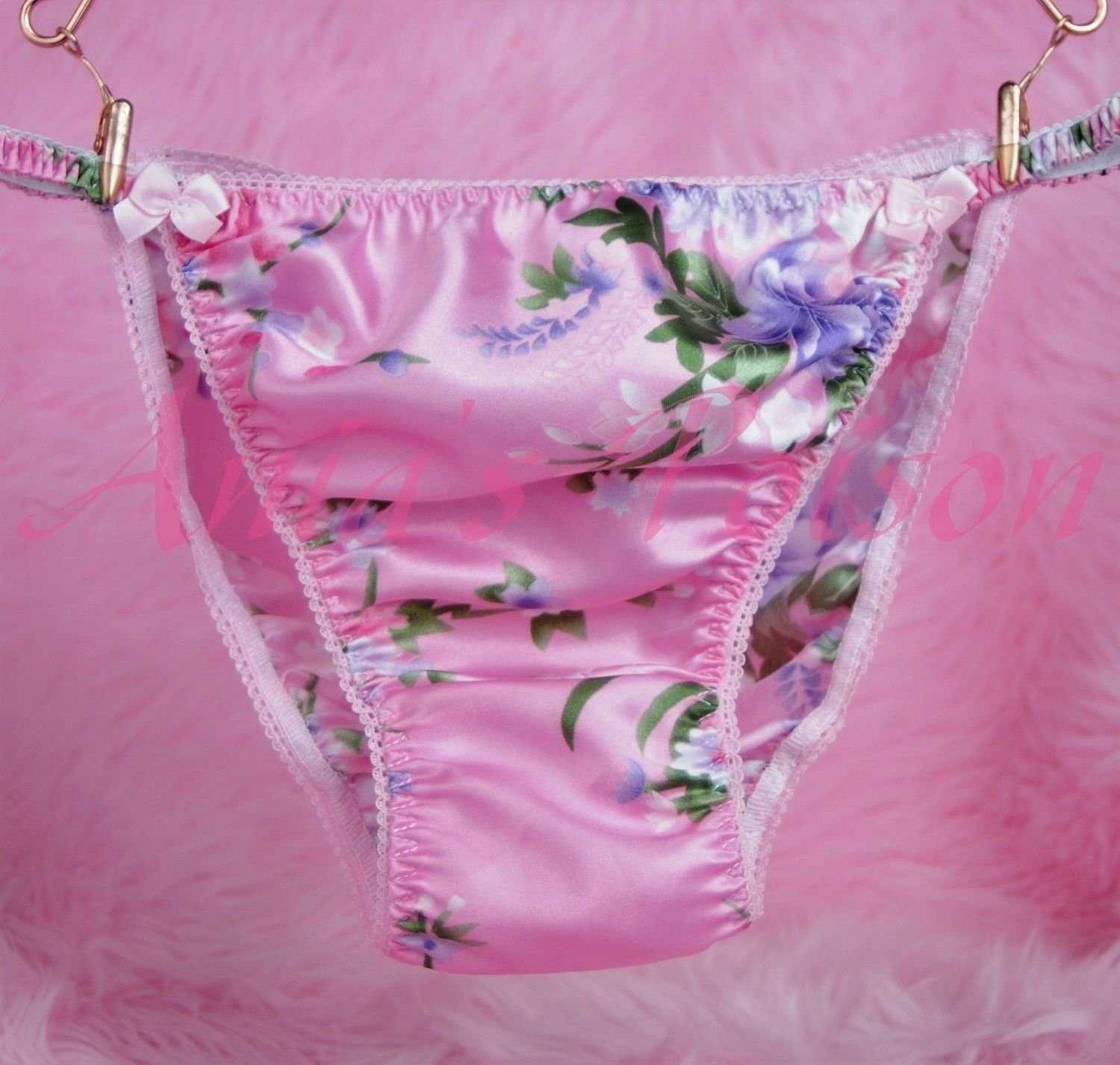 LAST ONE XXL Ania's Poison MANties PINK Floral Asian Prints Super Rare 100% polyester string bikini sissy mens underwear panties