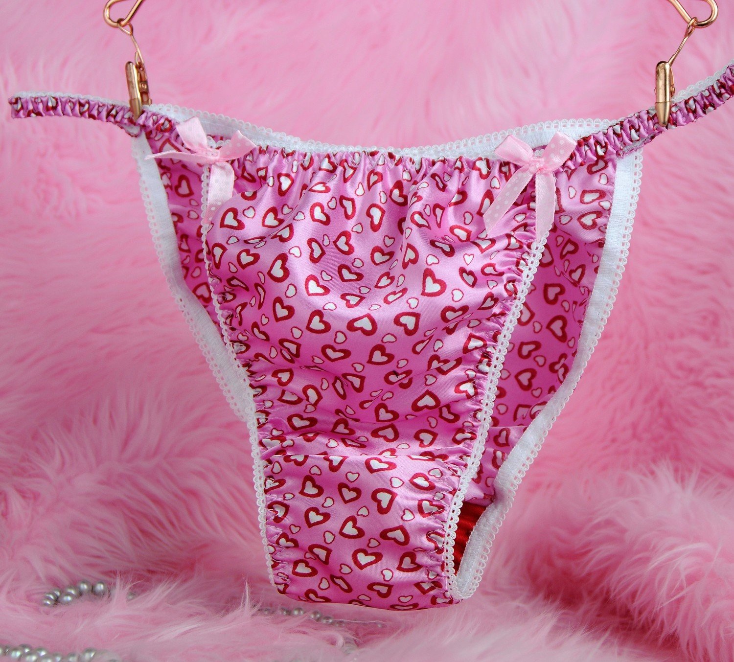 Ania's Poison MANties S - XXL Valentine's Day hearts Pink or Red 100% polyester string bikini sissy mens underwear panties