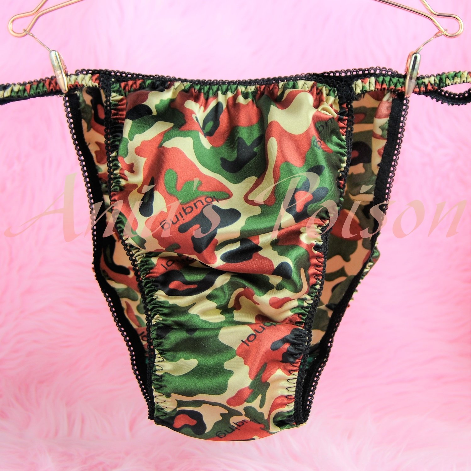 Ania's Poison MANties S - XXL Camo Print Army Green 100% polyester string bikini sissy mens underwear panties