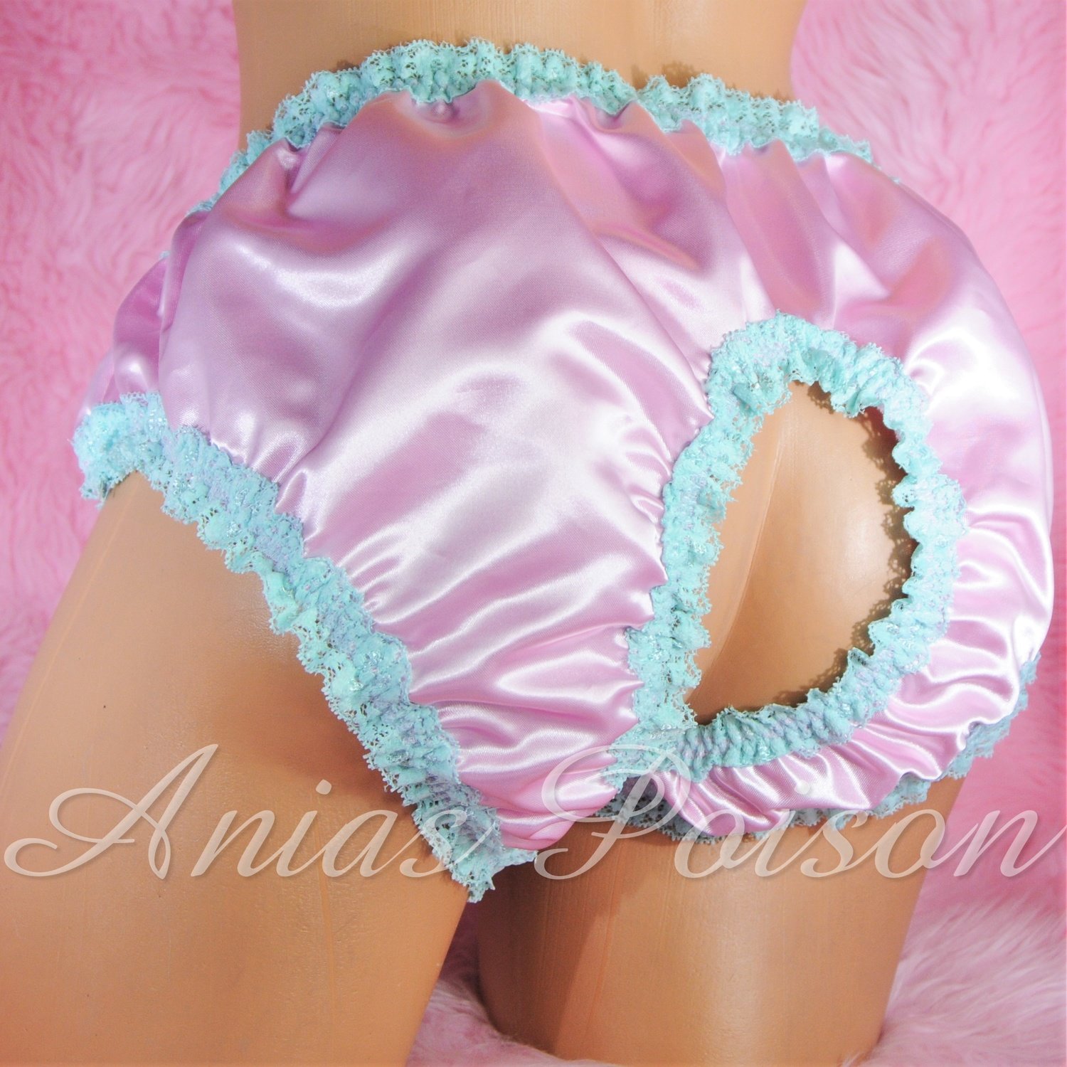 Anias Poison MANties satin high cut super Shiny crotchless sissy humiliation lace maid panties
