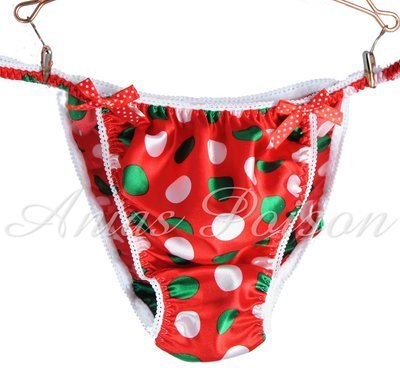 Ania's Poison Original Christmas Polka Dot shiny Rare 100% polyester string bikini sissy mens underwear panties