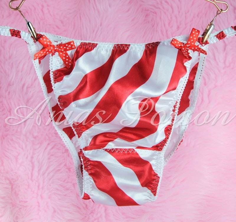 Ania's Poison Christmas Edition Candy Cane 100% polyester string bikini sissy mens underwear panties