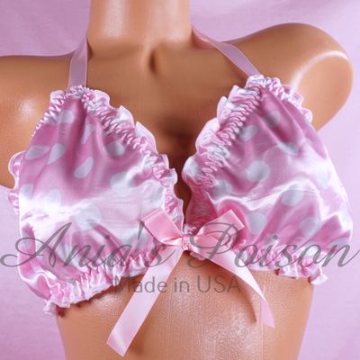 Sissy Mens Unisex Satin Ruffled Bra Many colors to match your Sissy Panties!
