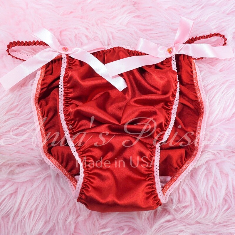 Valentine's Day Ania's Poison sissy MENS SATIN Red and Pink Classic wet look Mens holiday panties sz S-XXL