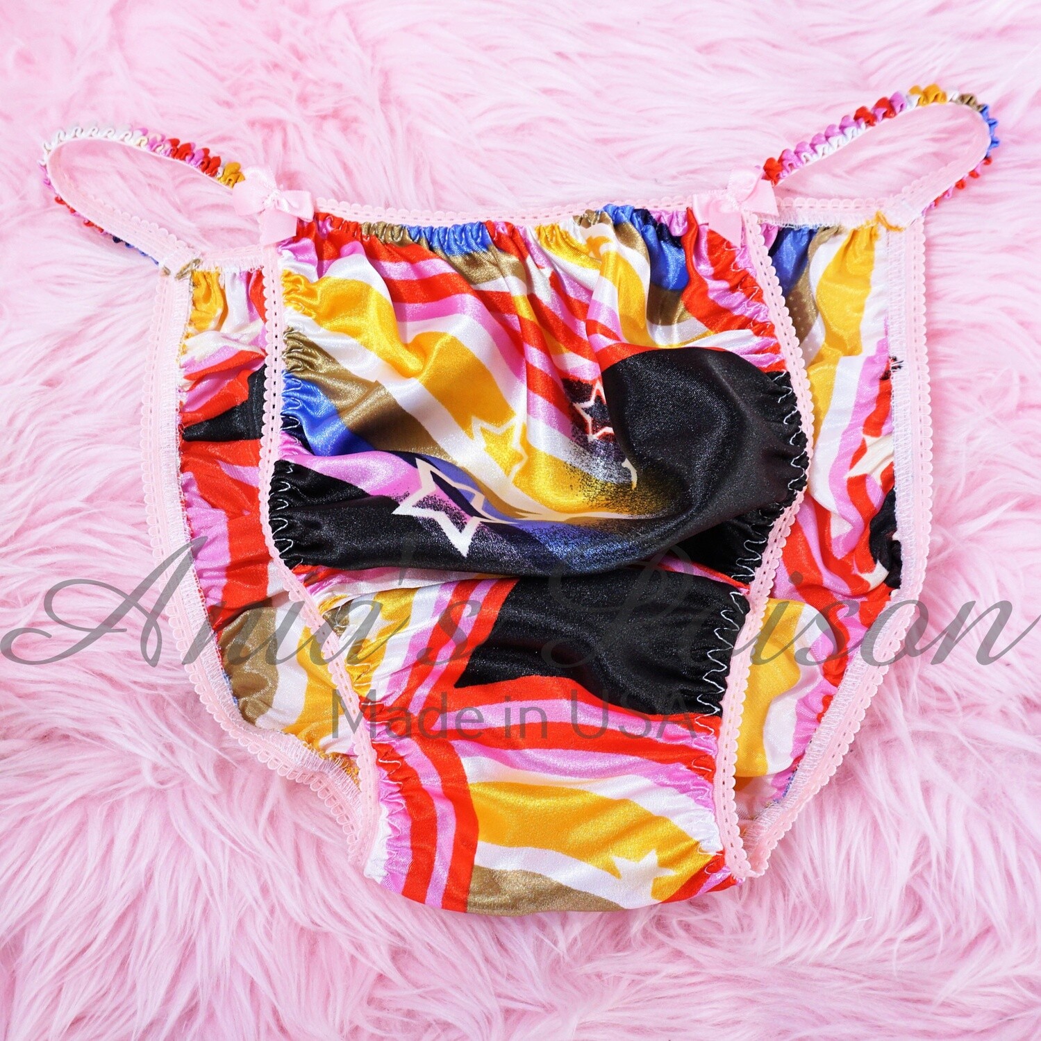 Ania's Poison sissy Satin Retro Rainbow Pride Panties Rare Print 100% polyester string bikini sissy mens underwear panties - FLASH SALE Ania's Poison sissy Satin Retro Rainbow Pride Panties Rare Print 100% polyester string bikini sissy mens underwear panties - FLASH SALE