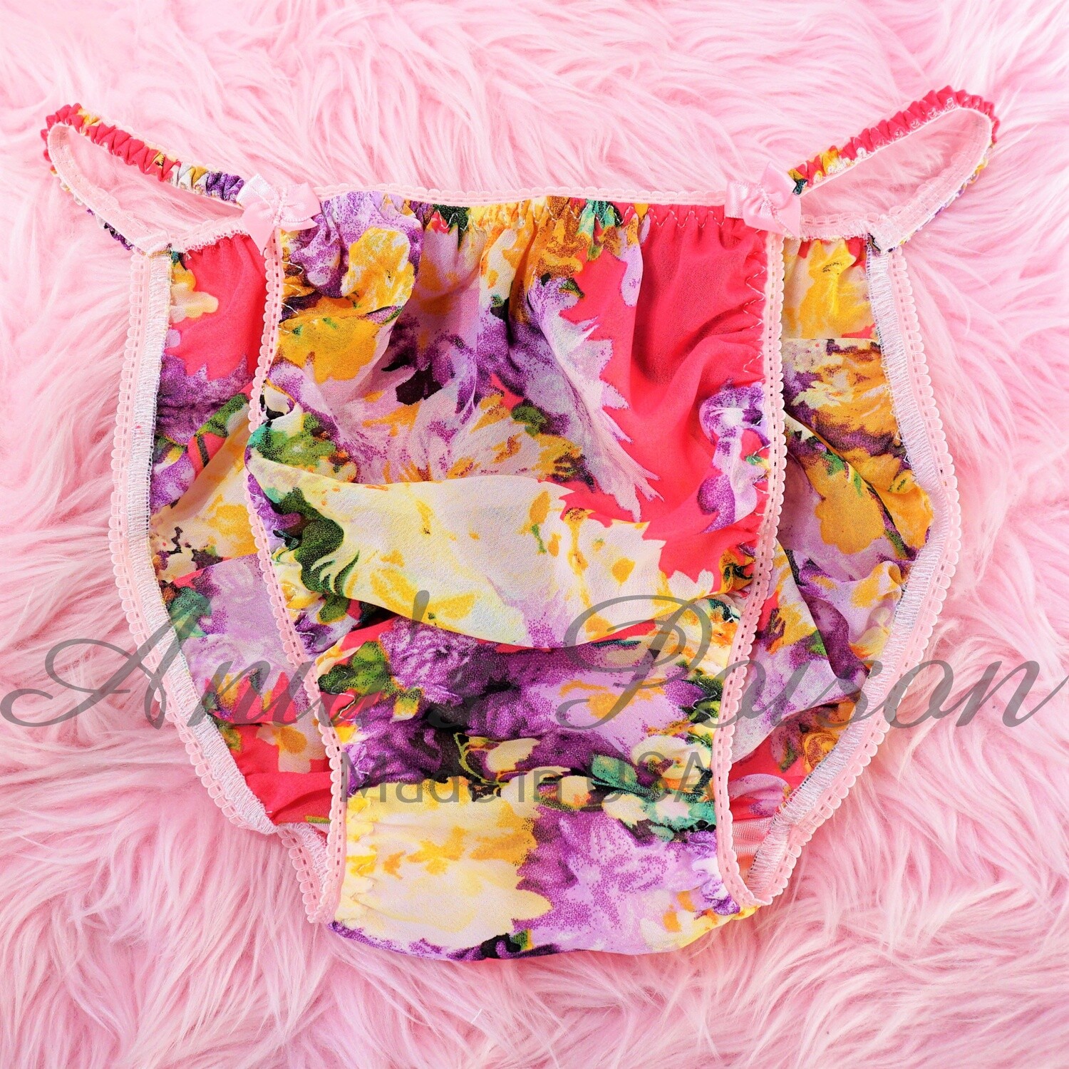 Ania's Poison sissy Sheer CHIFFON panties Hot Pink Hawaiian Floral Men's string bikini panties and bra S-2XL Ania's Poison sissy Sheer CHIFFON panties Hot Pink Hawaiian Floral Men's string bikini panties and bra S-2XL