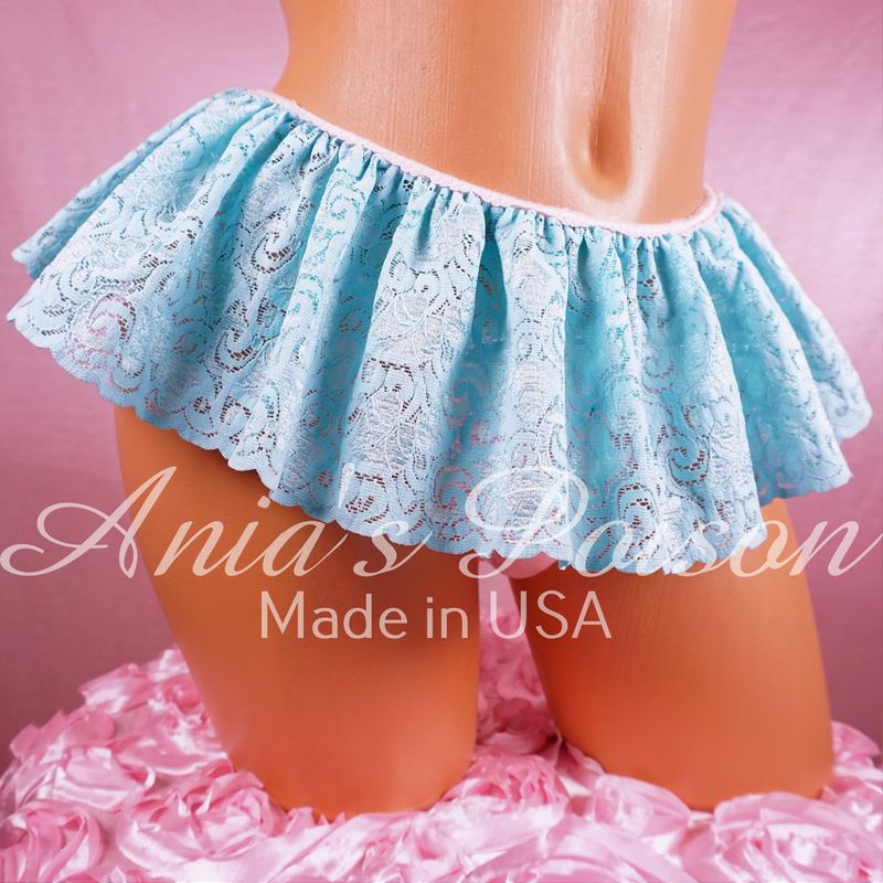 SALE Sheer Exotic lace fabrics collection sissy Unisex mini skirt maid/ Slave slips 4 Colors!