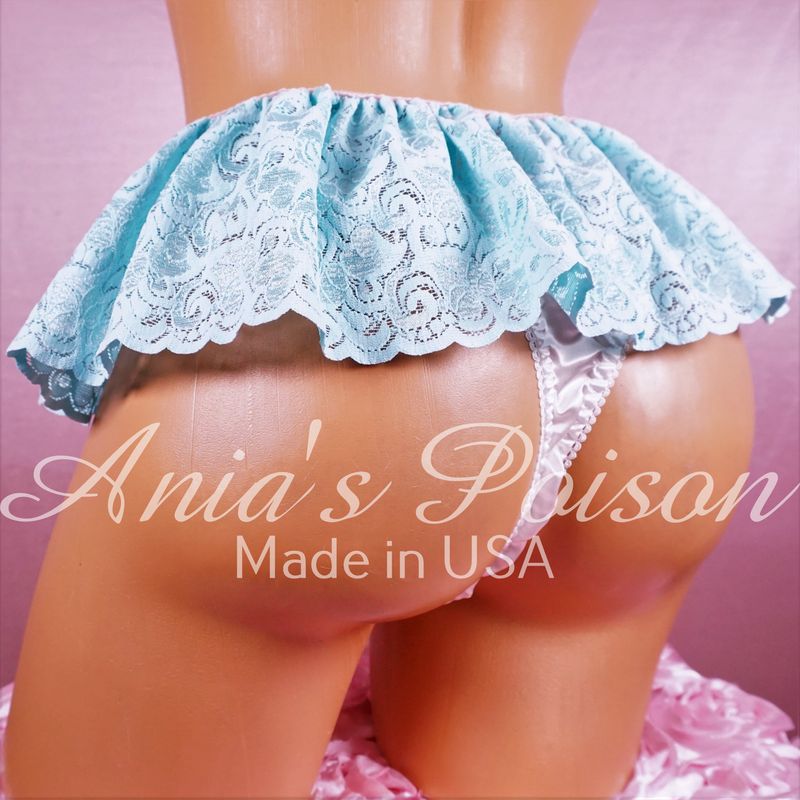 SALE Sheer Exotic lace fabrics collection sissy Unisex mini skirt maid/ Slave slips 4 Colors!