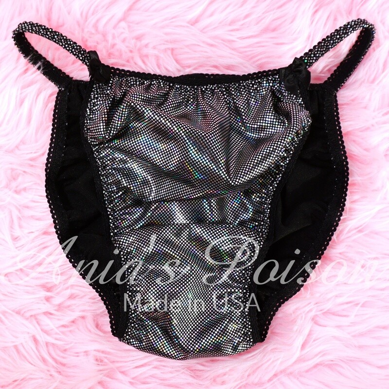 CLOSEOUT NEW YEARS Sissy panties for Men Holiday Edition Super Silver Sparkle Sissy mens Panties  S-L