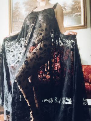 Ania's Poison Vintage style Soft LACE nightgown Lacy straps Nightie Peignoir gown OS L XL Black Halloween Edition