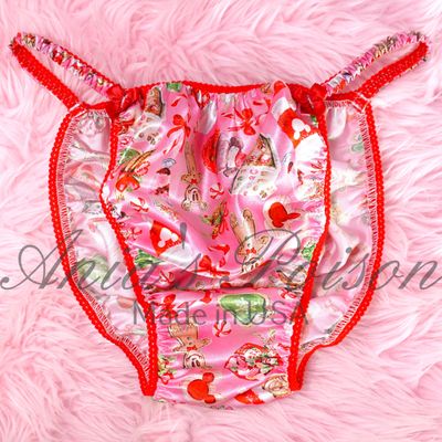 Ania's Poison Christmas Pink Treats Gifts Cute Santa Print 100% polyester silky soft string bikini sissy mens underwear panties Ania's Poison Christmas Pink Treats Gifts Cute Santa Print 100% polyester silky soft string bikini sissy mens underwear panties
