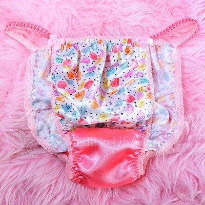 Valentine's Day Conversation Hearts Ania's Poison Cut sissy MENS SATIN Beautiful Shiny Silky wet look Mens holiday string Bikini panties