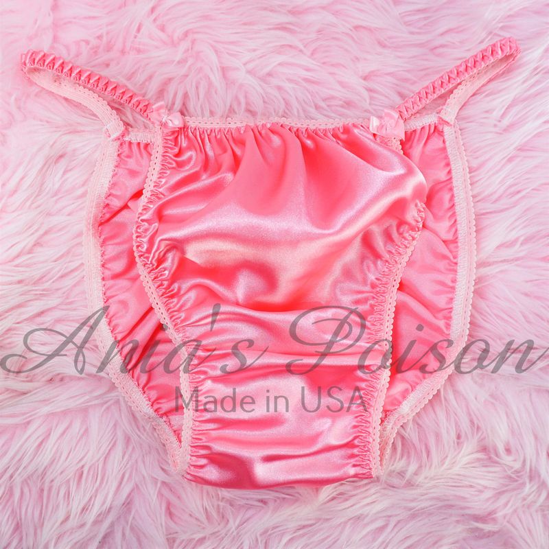 Ania's Poison MANties S - XXL shiny Rare 100% polyester string bikini sissy mens underwear panties - Baby Pink