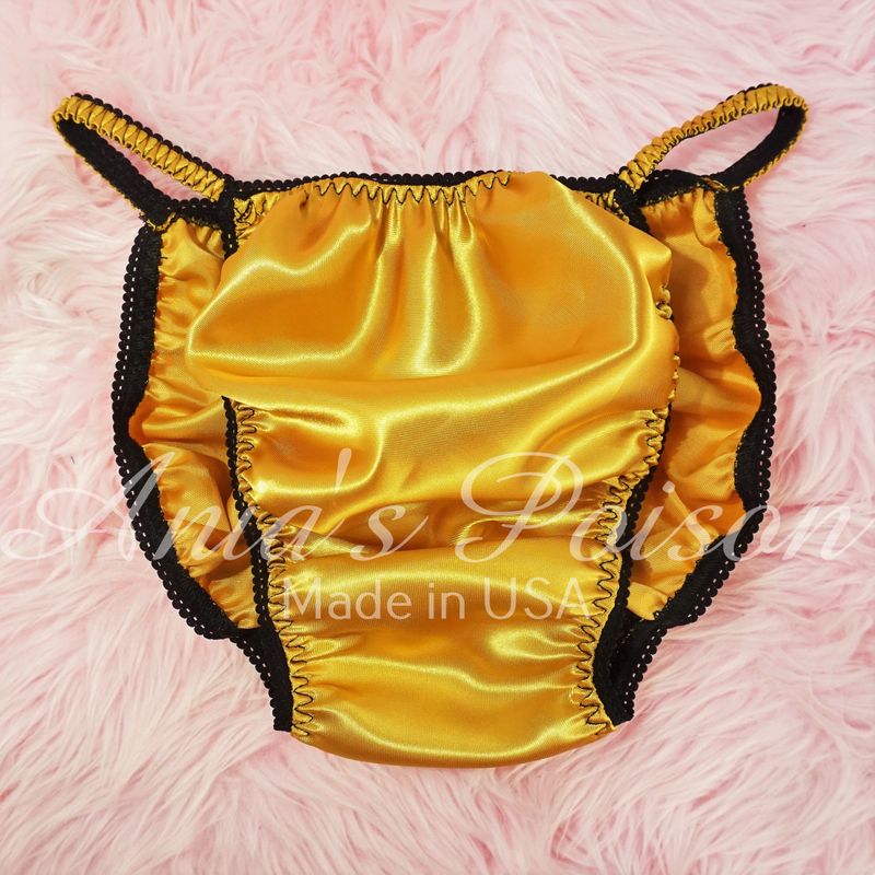 Ania's Poison MANties S - XXL shiny Rare 100% polyester string bikini sissy mens underwear panties - Gold