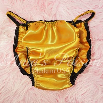 Ania's Poison MANties S - XXL shiny Rare 100% polyester string bikini sissy mens underwear panties - Gold Ania's Poison MANties S - XXL shiny Rare 100% polyester string bikini sissy mens underwear panties - Gold