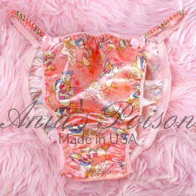 LOVE DUCKS Pink Ania's Poison Cut sissy Valentines Day MENS SATIN Beautiful Shiny Silky wet look Mens string Bikini panties M-XXL