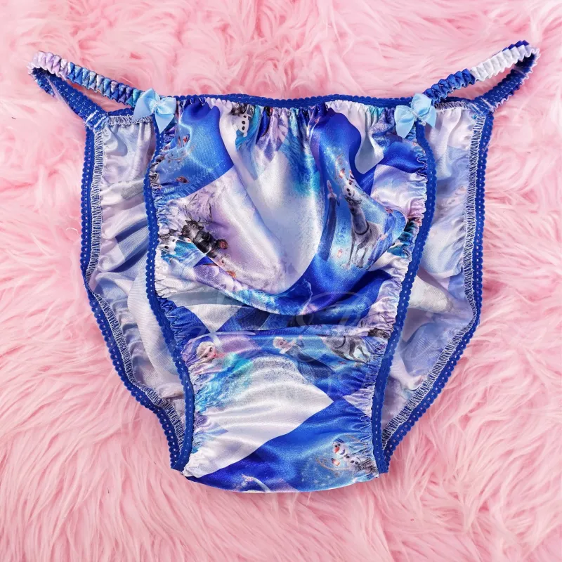 Ania's Poison  Blue Ice Princess Winter Print 100% polyester silky soft string bikini sissy mens underwear panties only L and XL