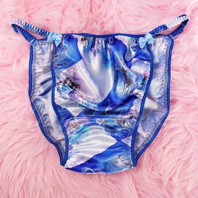 Ania's Poison  Blue Ice Princess Winter Print 100% polyester silky soft string bikini sissy mens underwear panties only L and XL