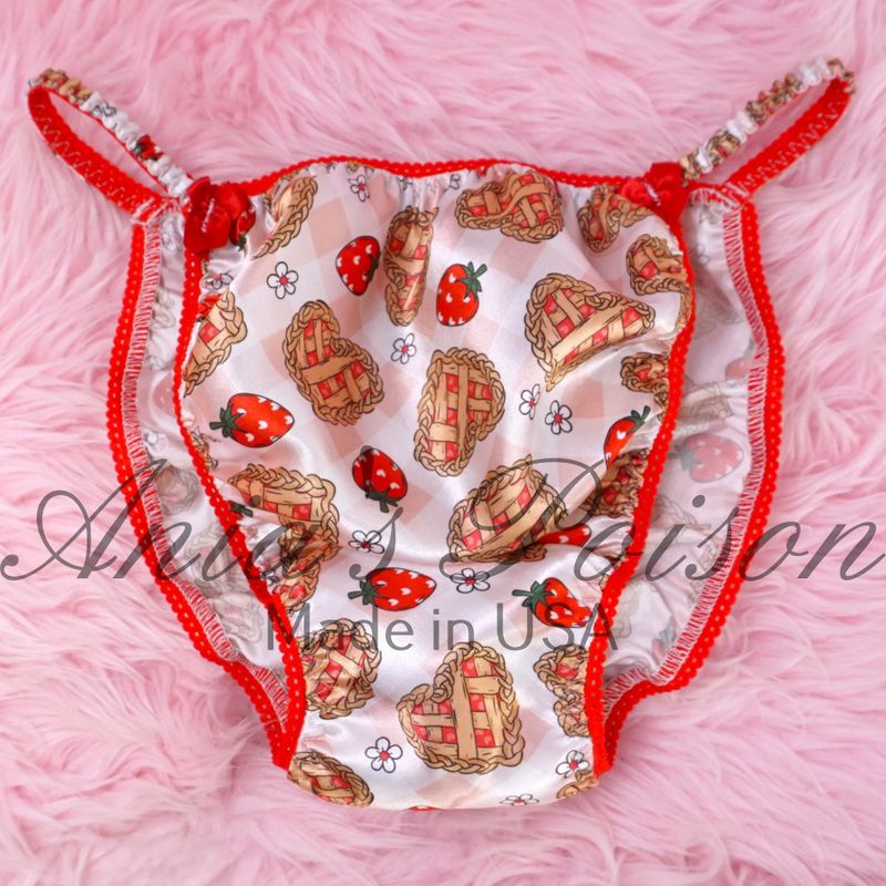 Valentine's PIE Ania's Poison Cut sissy Valentines Day MENS SATIN Beautiful Shiny Silky wet look Mens string Bikini panties S-XL